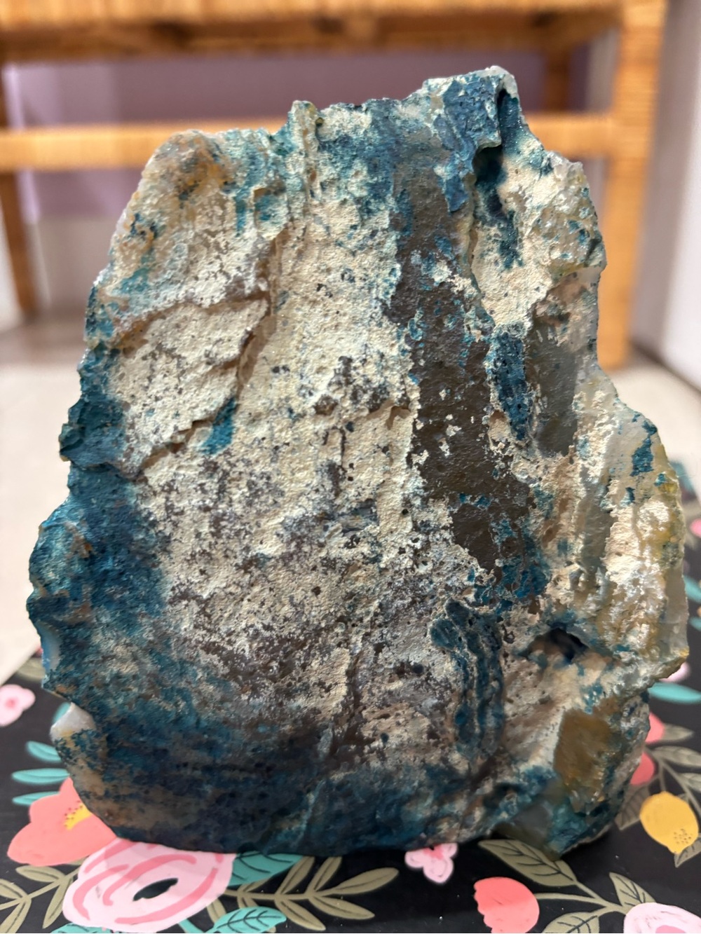Blue and Cream Decorative Mineral Sculpture - Home Art